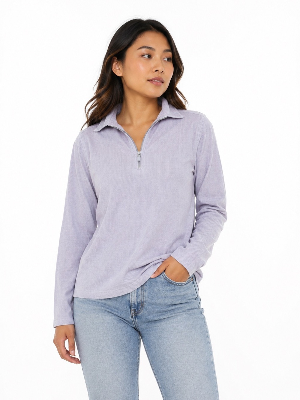 ASOS Lavender Half-Zip Collared Sweatshirt